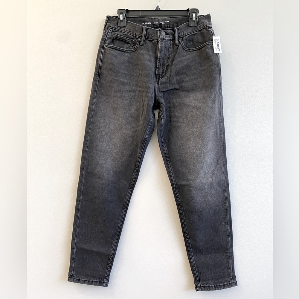 Old Navy Men's Loose Taper Built-In Flex Ankle-Length Black Jeans Size 30x32 NWT